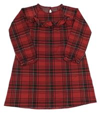 Červeno-černé kostkované šaty s volánkem Pocopiano