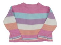 Ružovo-modro-fialovo-biely pruhovaný sveter Nutmeg