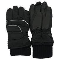 Černé šusťákové prstové zimní rukavice 