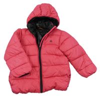 Růžová šusťáková prošívaná zimní bunda s kapucí H&M