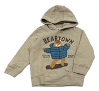 Béžová mikina s medvěďom a kapucňou C&A