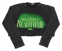 Antracitové crop triko se zeleným nápisem George