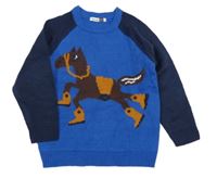 Modro-tmavomodrý sveter s koněm Pep&Co