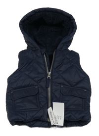 Nové - tmavomodrá šusťáková zateplená vesta s kapucí George