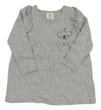 Sivé melírované teplákové šaty s koalou Pocopiano