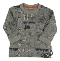 Šedé triko s nápisy 