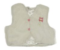 Biela podšitá kožušinová vesta s výšivkou