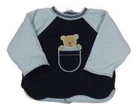 Tmavomodro-modrá zateplená mikina s medvěďom