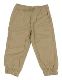 Béžové plátenné cuff nohavice H&M