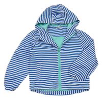 Modro-biela pruhovaná šušťáková jesenná bunda s kapucňou Urban