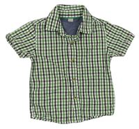 Bielo-čierno-zelená kockovaná košeľa Tu