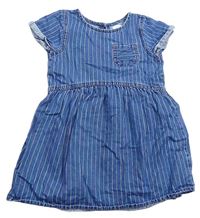 Modro-farebné pruhované rifľové šaty s vreckom Next