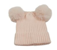 Světlerůžová žerbovaná čepice s bambulemi Primark