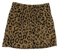 Hnedo-čierna vlnená sukňa s leopardím vzorom Tu