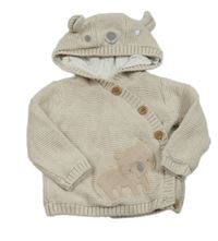 Béžový podšitý zavinovací prepínaci sveter s ňufáčikom  a kapucňou Mothercare
