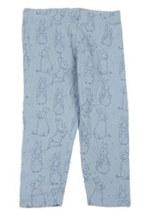 Světlemodré žebrované legíny s králíčky 