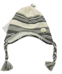 Nové - Smetanovo-šedá pruhovaná čepice 