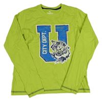 Zelené tričko s písmenem a tigrom Pepperts