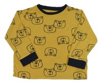 Hořčicovo-tmavomodré pyžamové tričko s medvedíkmi F&F