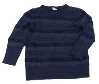 Tmavomodrý trblietavý pruhovaný sveter GAP