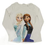 Bílé triko s Elsou a Annou H&M