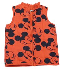 Červeno-tmavomodrá tepláková zateplená vesta s Mickeym Disney