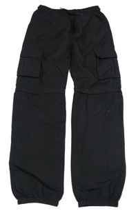 Černé šusťákové cargo cuff kalhoty s odepínacími nohavicemi Y.F.K.