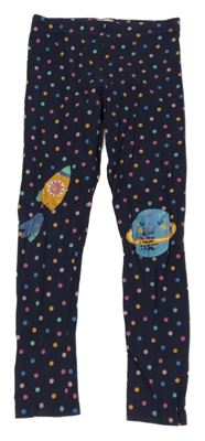 Tmavomodro-farebné bodkovaná é legíny s raketou a planetou F&F