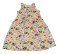 Ružovo-farebné kvetované šaty s kočičkami H&M