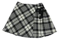 Čierno-smotanová kockovaná vlnená sukňa George