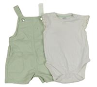 2set - Mintové riflové laclové kraťasy + bílé body F&F