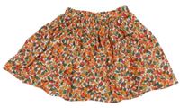 Bielo-červeno-zeleno-oranžová kvetovaná sukňa