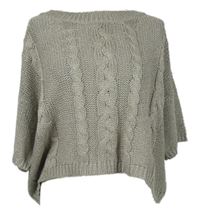 Dámsky sivý trblietavý vzorovaný sveter s krátkymi rukávy zn. TU