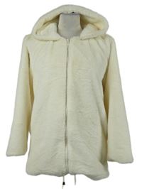 Dámská smetanová kožešinová bunda s kapucí 
