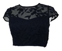 Dámská tmavomodrá vzorovaná tylová crop halenka Coast 