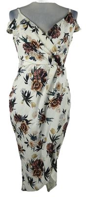 Dámské bílé květované pouzdrové šaty s volnými rameny Boohoo 