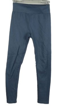 Dámske modrošedé rebrované športové legíny