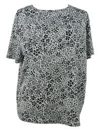 Dámské černo-bílé kytičkované tričko F&F