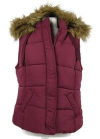 Dámská vínová šusťáková zateplená vesta s kapucí George 