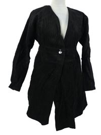 Nové - Dámský černý manšestrový kabát Denim 