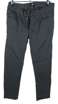 Pánské tmavošedé plátěné kalhoty H&M vel. 31