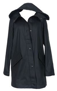 Dámsky čierny nepromokavý jarný kabát s kapucňou Only