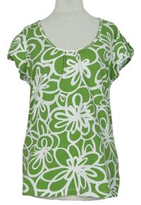 Dámske zeleno-biele kvetované tričko Next
