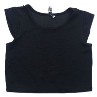 Čierne rebrované crop tričko YD