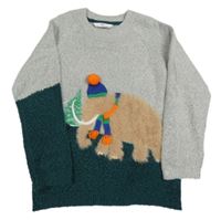 Sivo-tmavozelený sveter s mamutem M&S