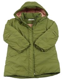 Zelený šusťákový zimní kabát s kapucí H&M