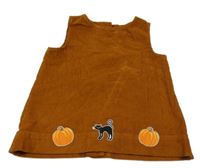 Hrdzavá menšestrová vesta s mačkou a dýněmi