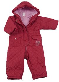 Vínová šusťáková zimní kombinéza s mývalem a kapucí C&A