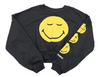 Antracitová crop mikina so smajlíkom H&M