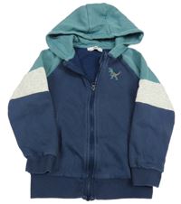 Tmavomodro-modro-sivá prepínaci mikina s dinem a kapucňou C&A